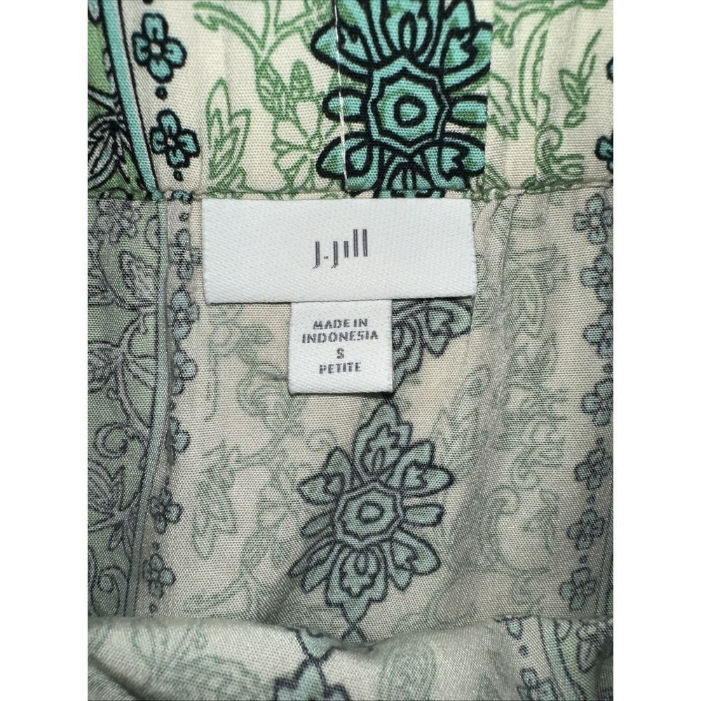 J Jill‎ Skirt Womens Petite Small Green Floral Rayon Flare Elastic Waist Boho - Picture 4 of 4
